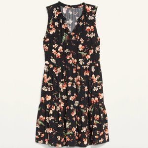 Old Navy Sleeveless Floral-Print Mini Swing Dress in 'Black Floral'